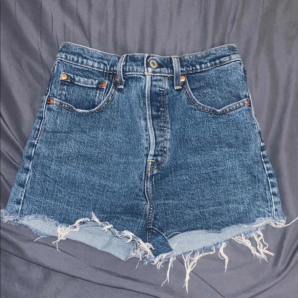 Levi's Blue Denim High-Waisted Jean Shorts